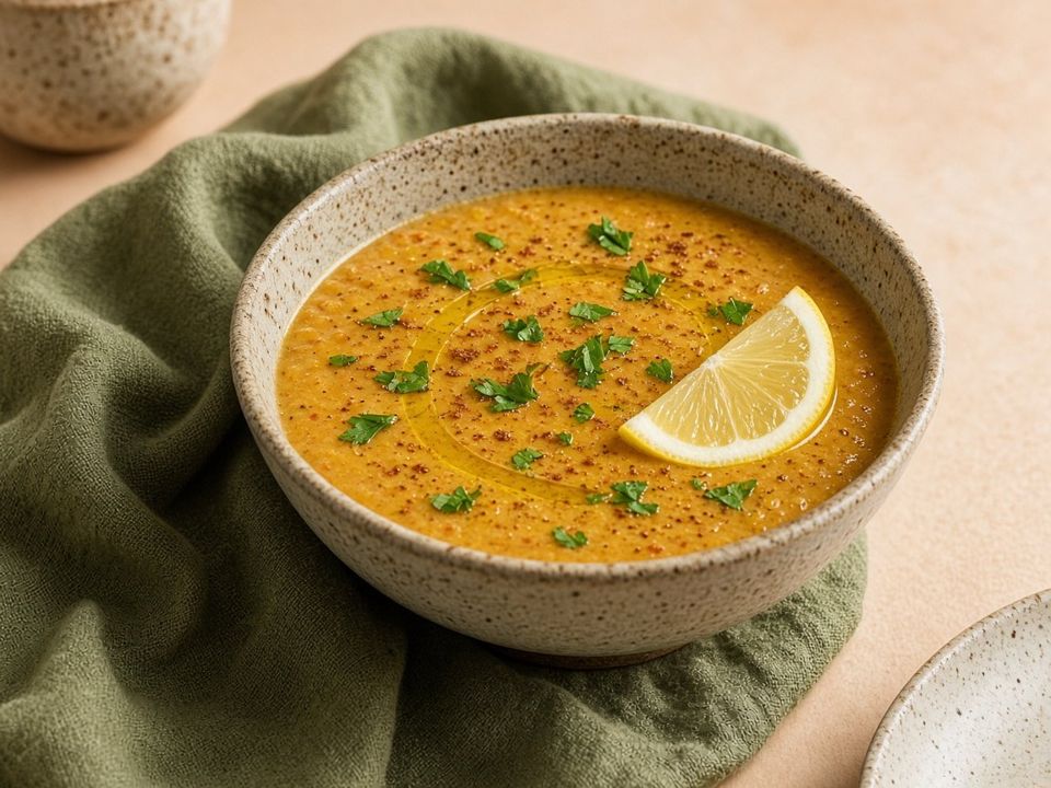 Red lentil  spinach soup